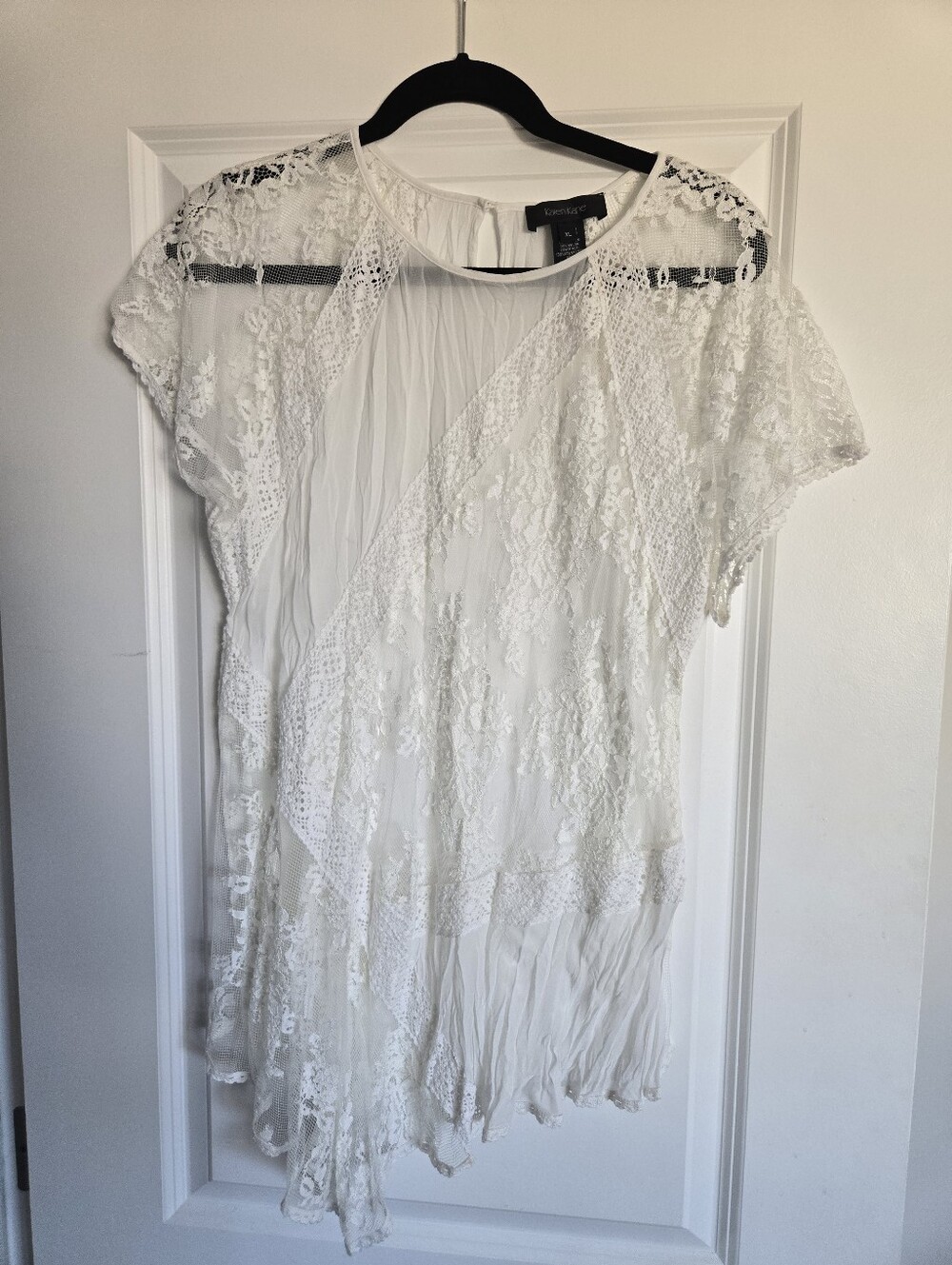 Karen Kane asymmetrical lace blouse Size XL
